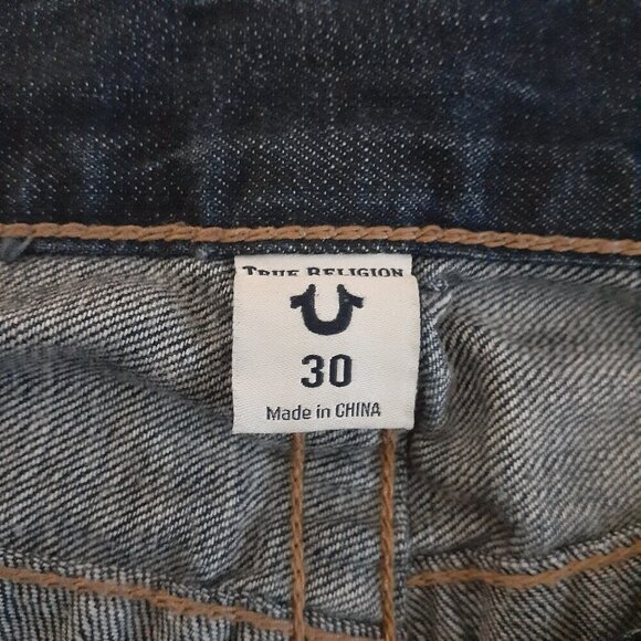 True Religion Men's Size 30 Medium Wash Distressed Rocco Relaxed Skinny Jeans - Picture 7 of 16